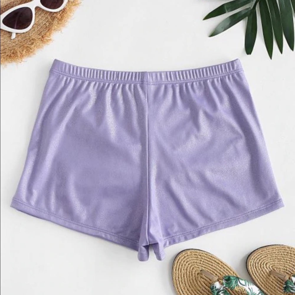 Shiny Ruched High Waisted Shorts